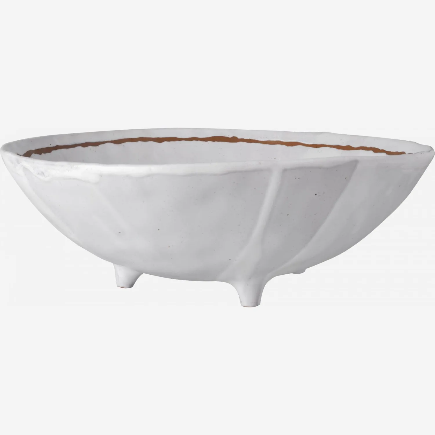 Plat creux à pied en grès - 31,5 cm - Blanc