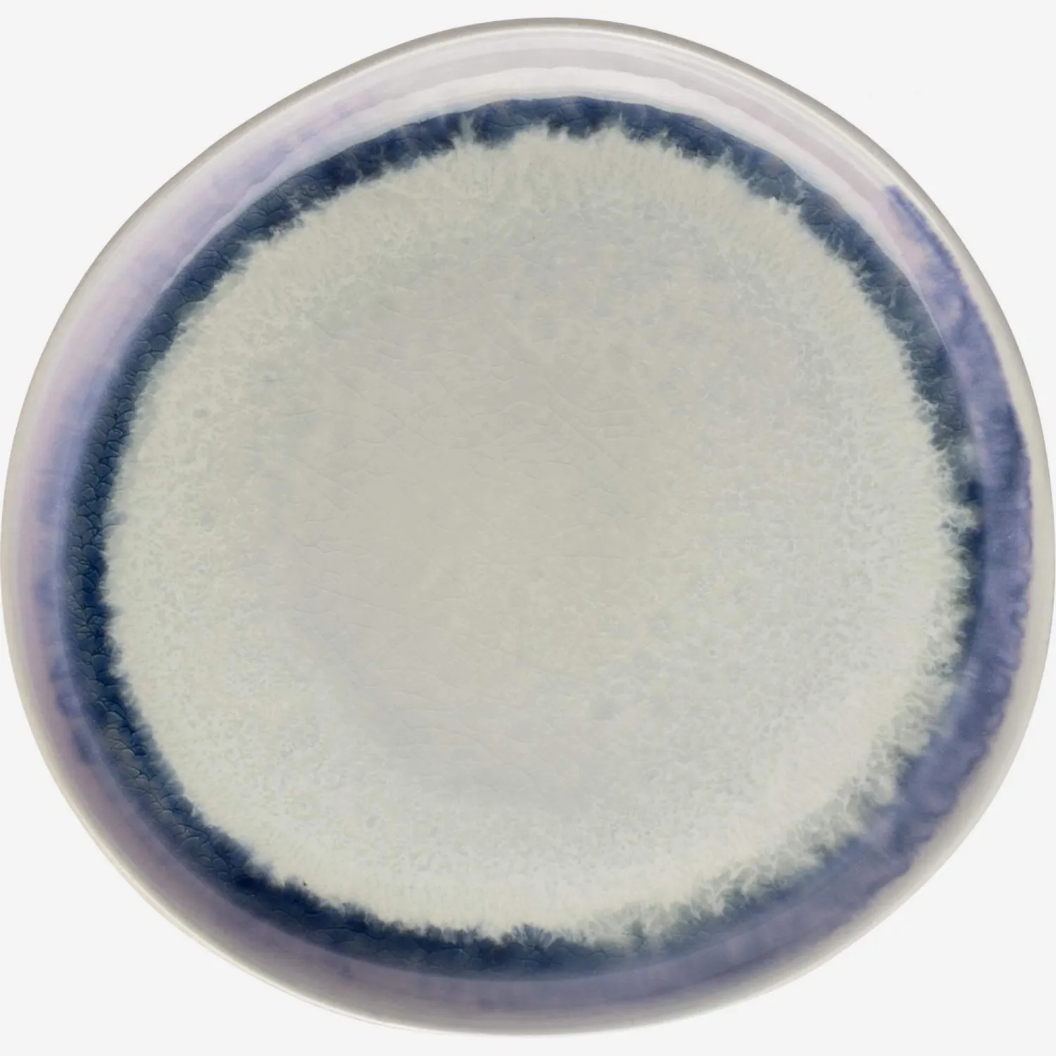 Piatto da dessert in arenaria - 22 cm - Bianco e blu