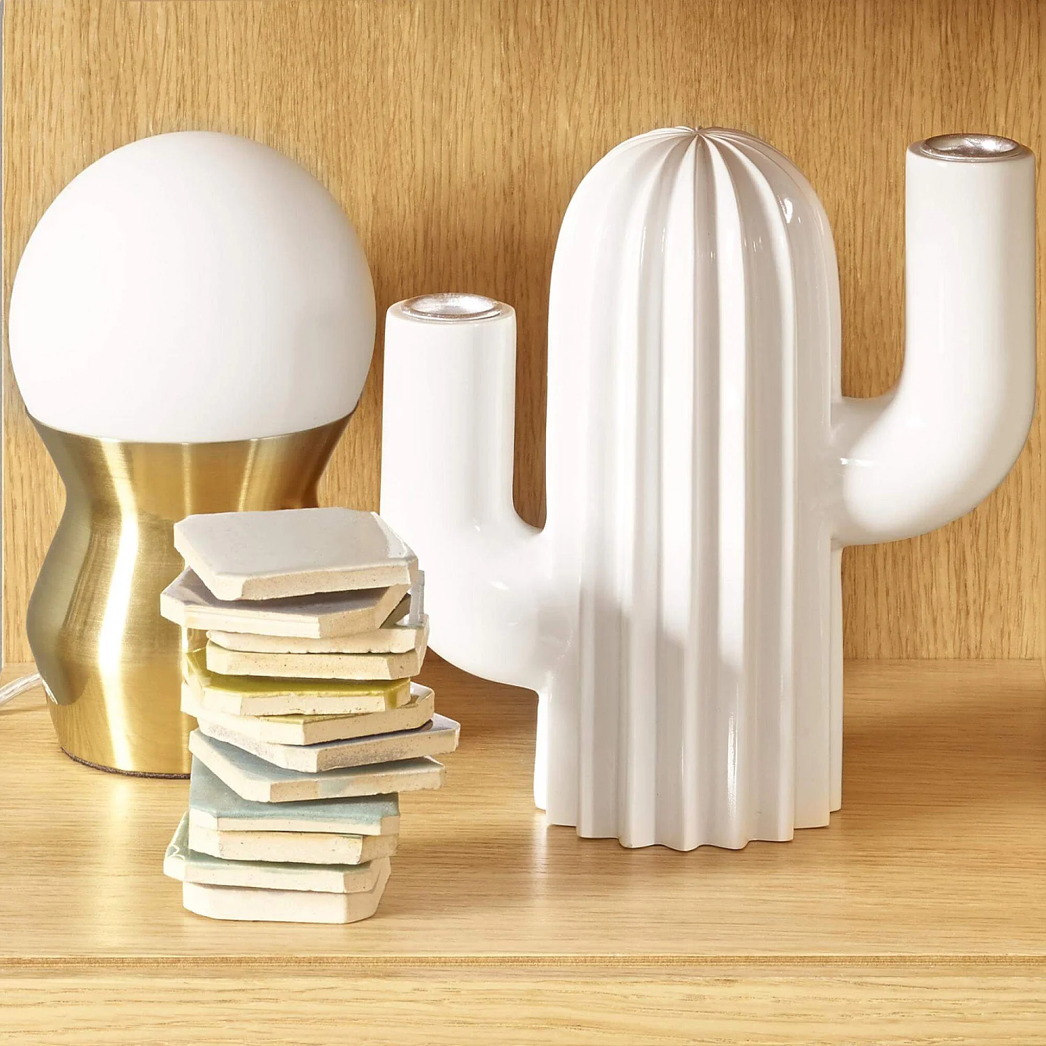 Minitafellamp van glas en metaal - 19 cm - Goud - 1