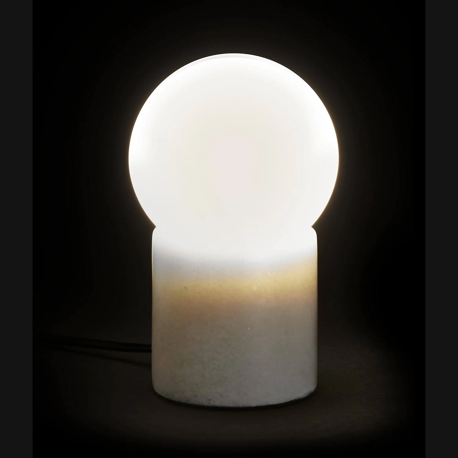 Lampe de table en verre dépoli et marbre - Blanc - 3