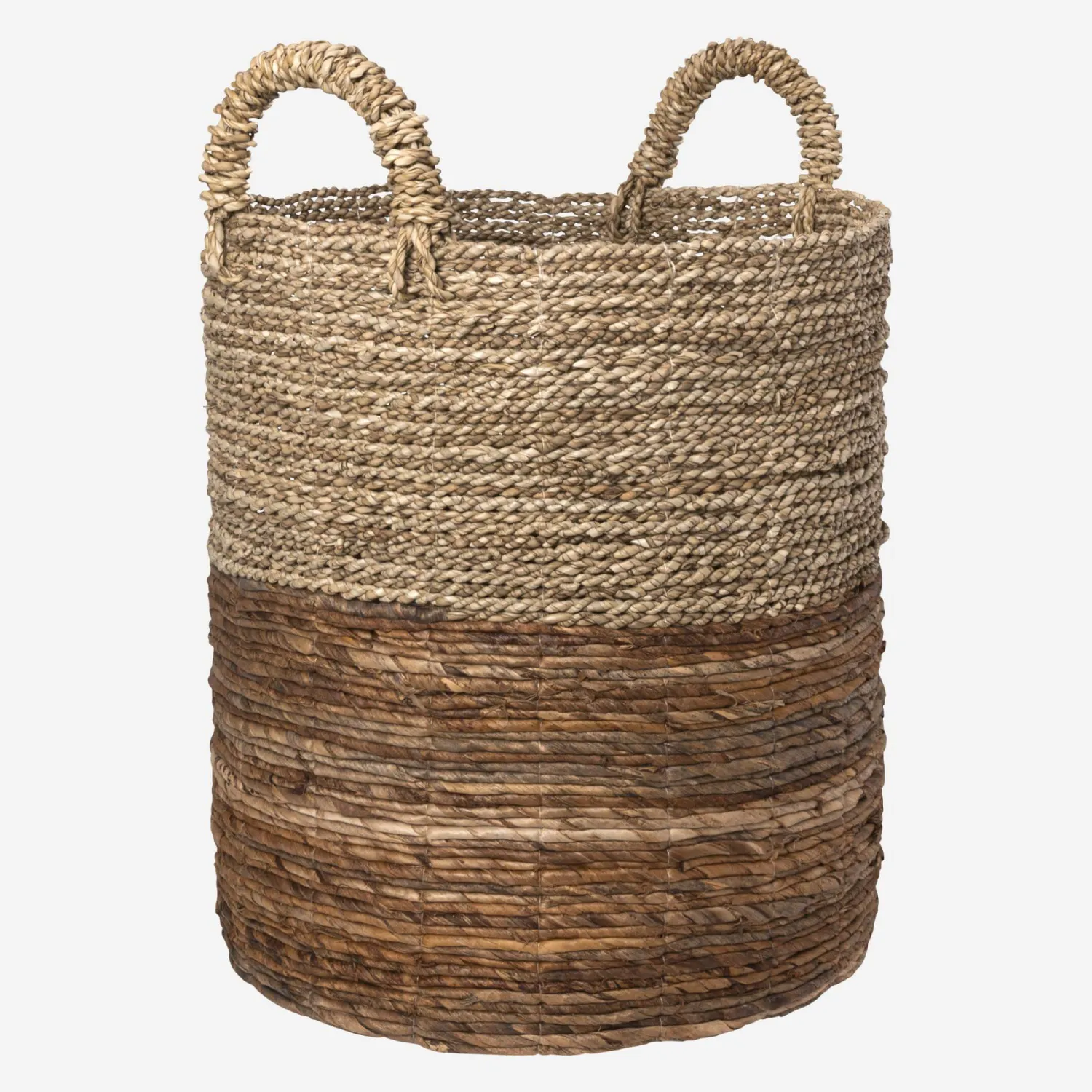 Panier en feuilles de bananier et jonc de mer - 36 x 57 cm - Naturel - 1