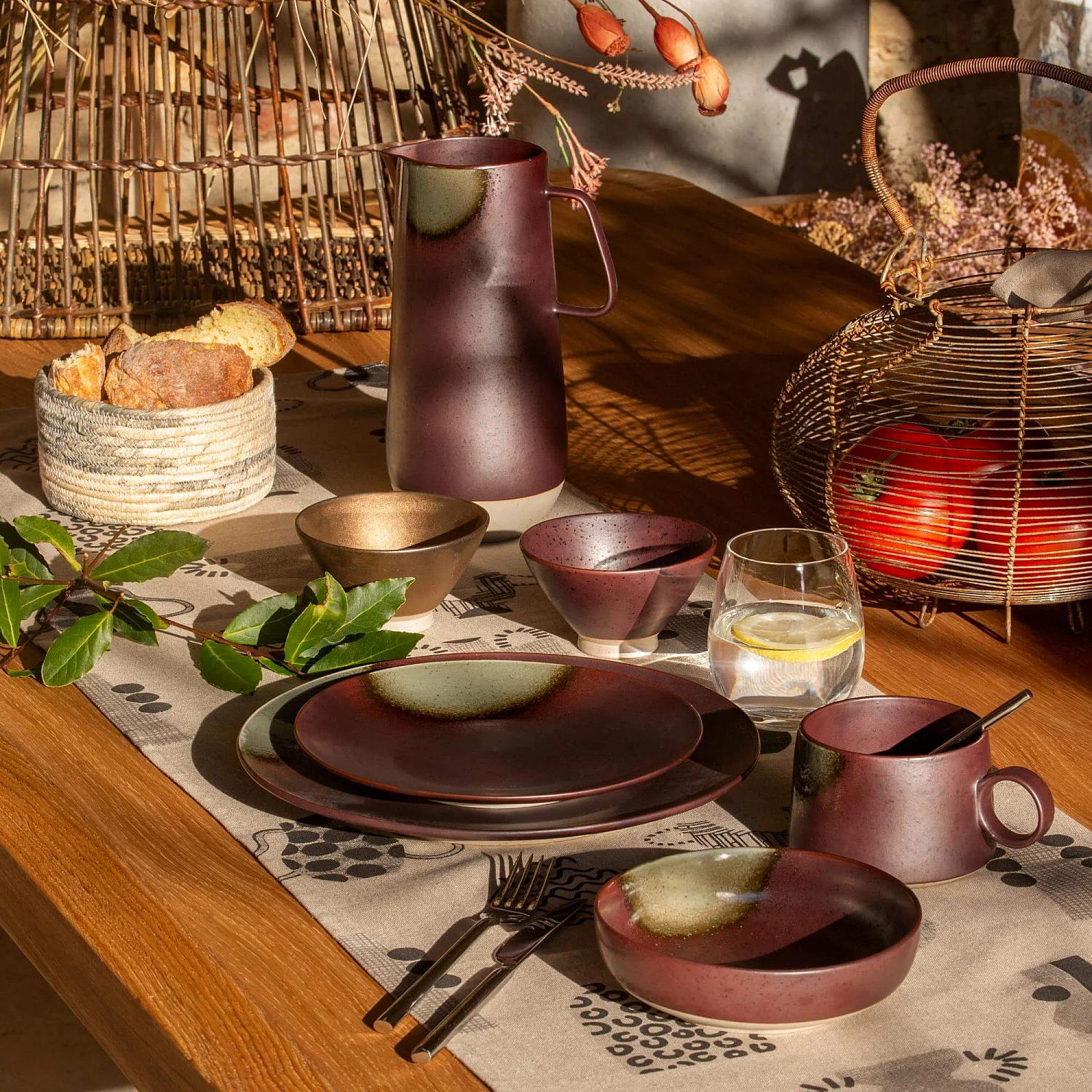 Lot de 3 paniers en jonc de mer - Vert - 1