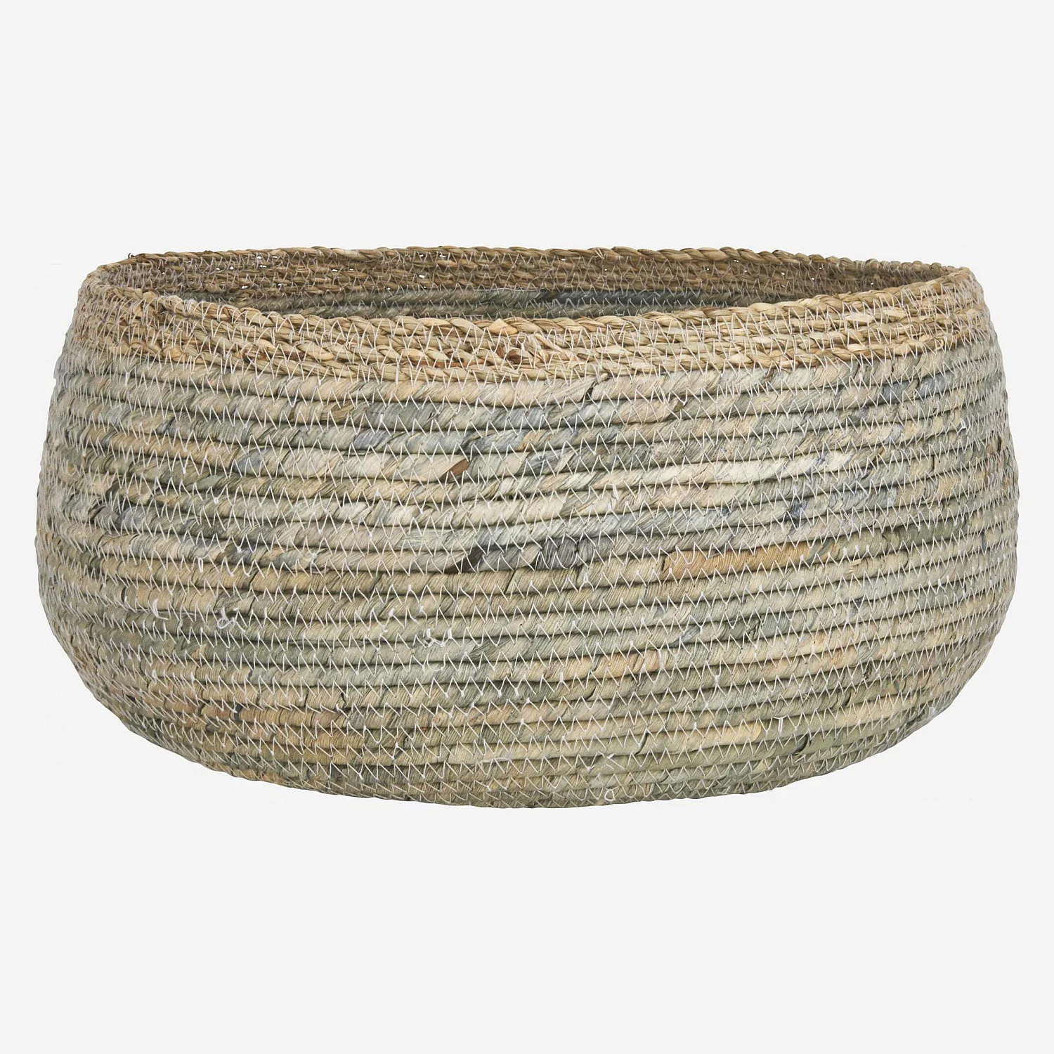 Panier en jonc de mer - 36 x 18 cm - Vert - 2