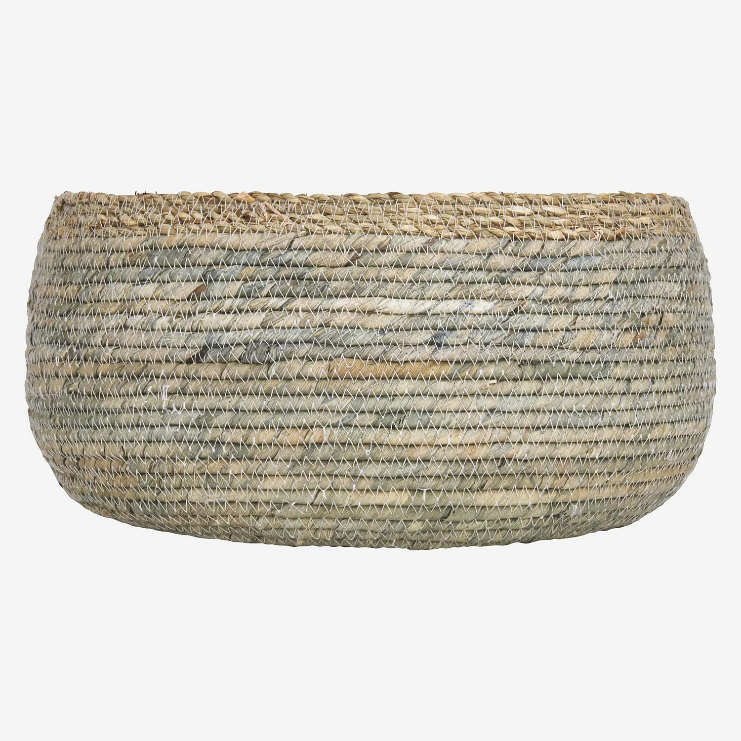 Panier en jonc de mer - 36 x 18 cm - Vert - 4