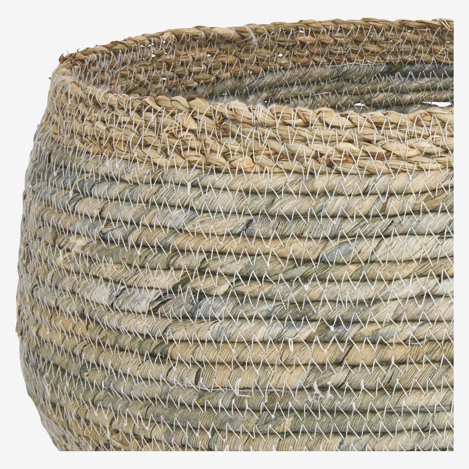 Panier en jonc de mer - 36 x 18 cm - Vert - 3