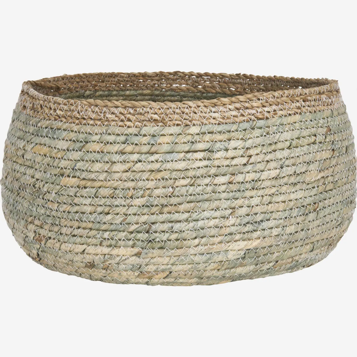 Panier en jonc de mer - 41 x 22 cm - Vert