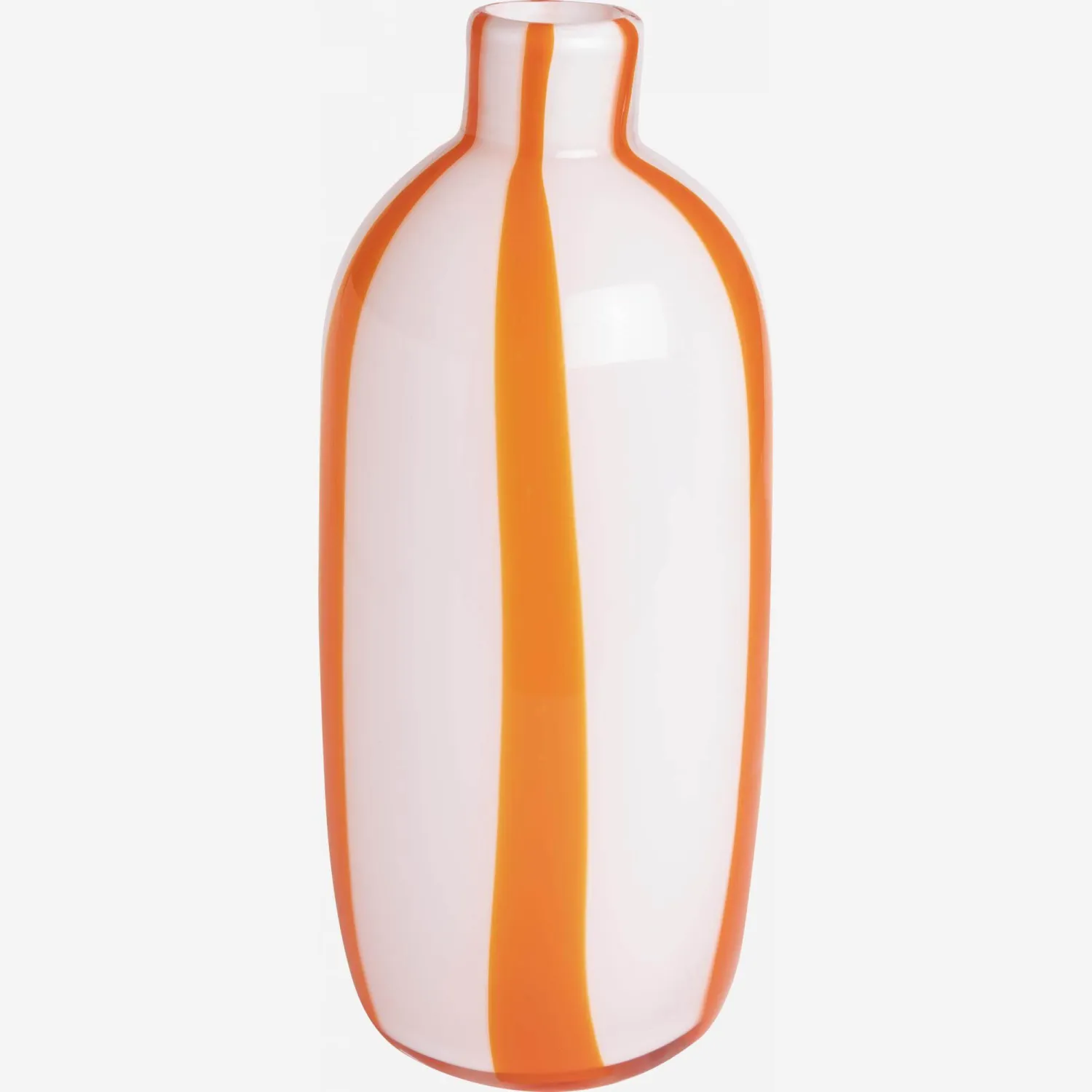 Vase en verre soufflé bouche - 14 x 32 cm - Rayures orange
