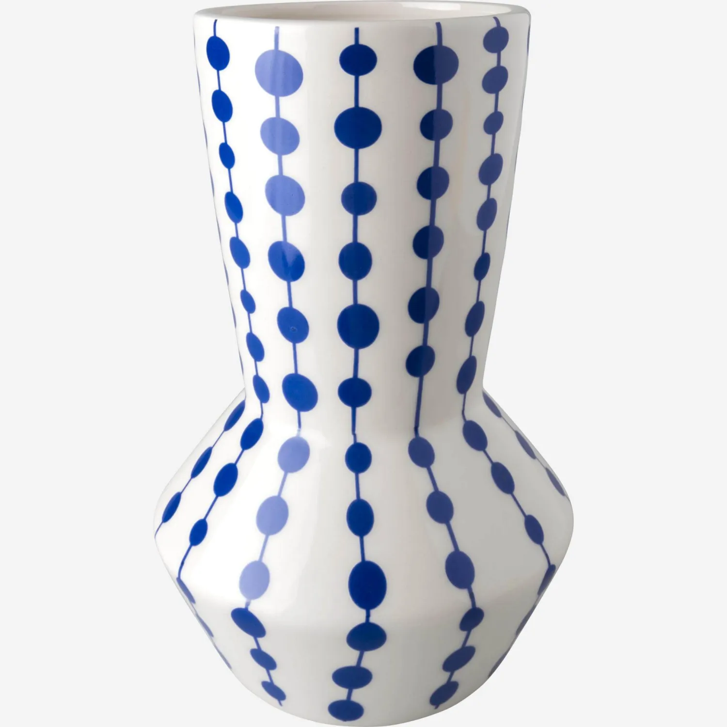 Vase en céramique - 13 x 21,5 cm - Motif points bleus