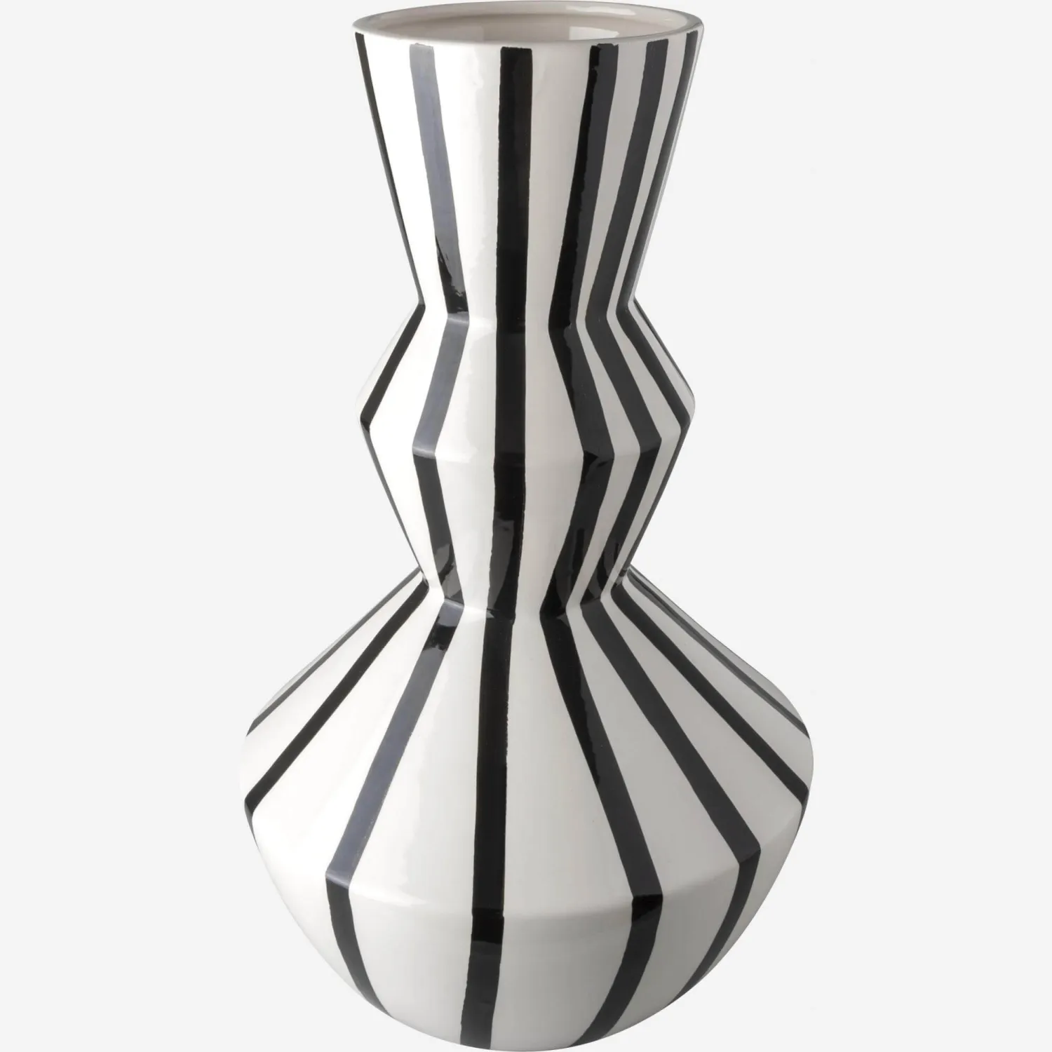 Vase en céramique - 23,5 x 38 cm - Motif lignes noires