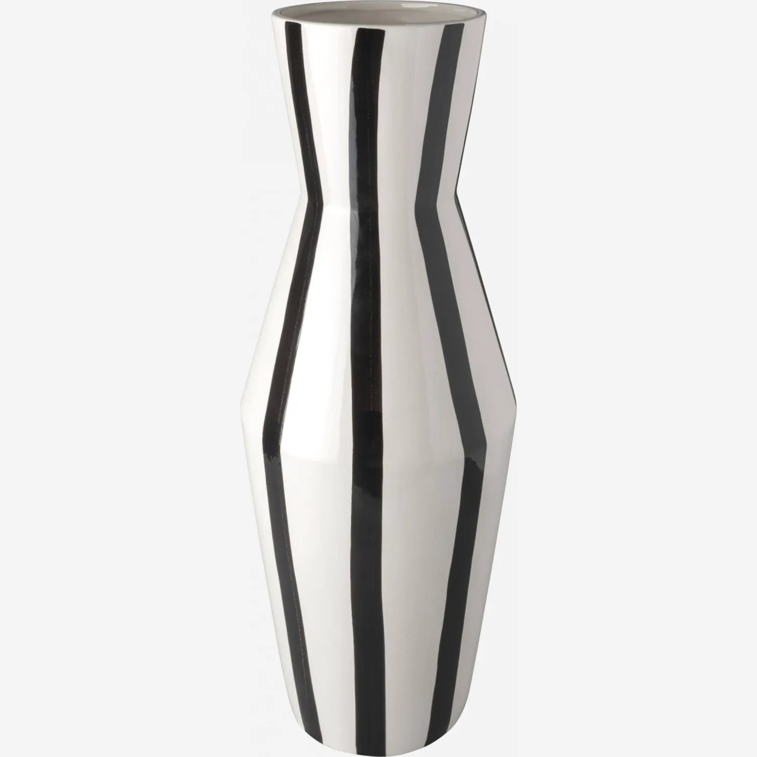 Vase en céramique - 18,3 x 46,5 cm - Motif lignes noires