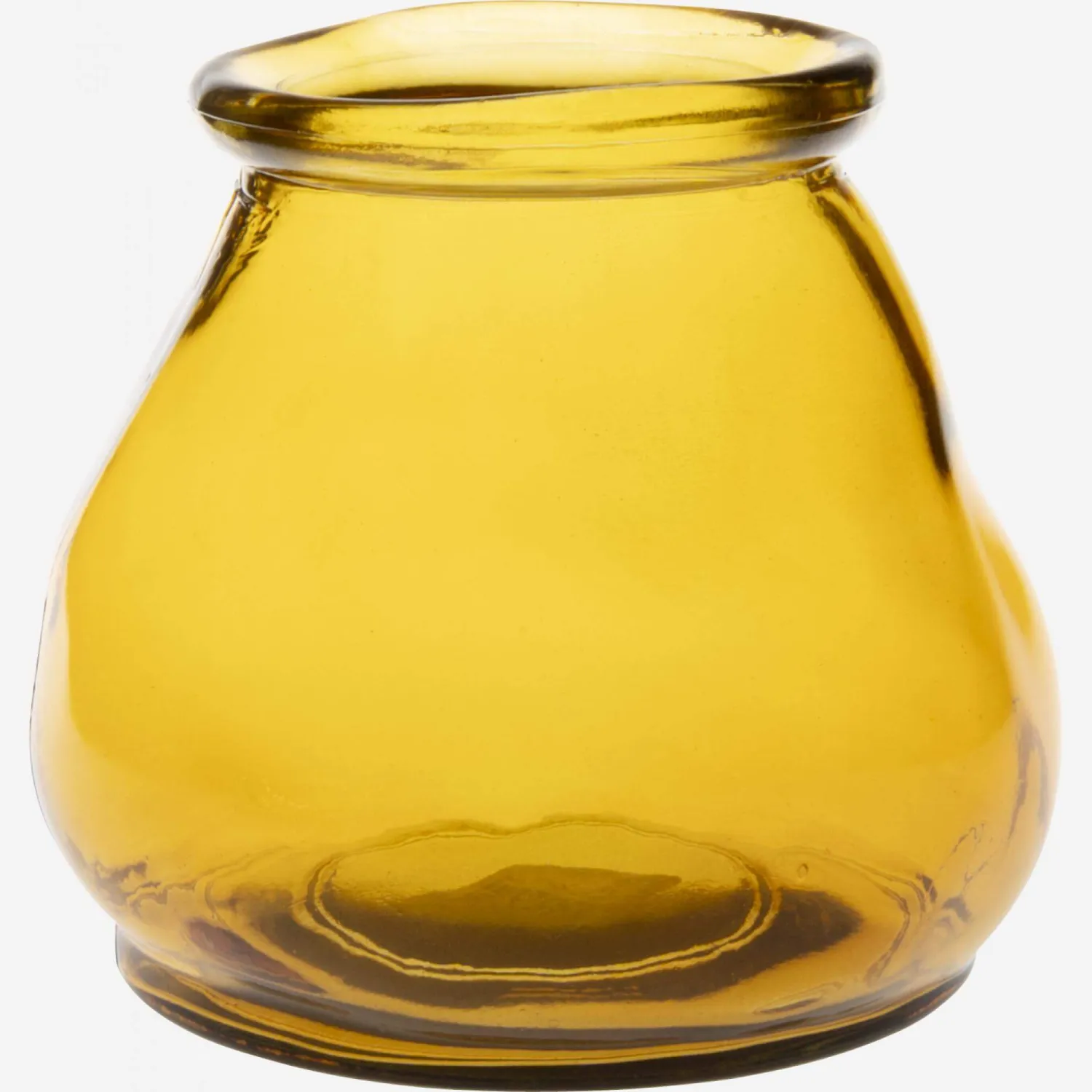 Photophore en verre recyclé – 12 x 12 cm – Jaune