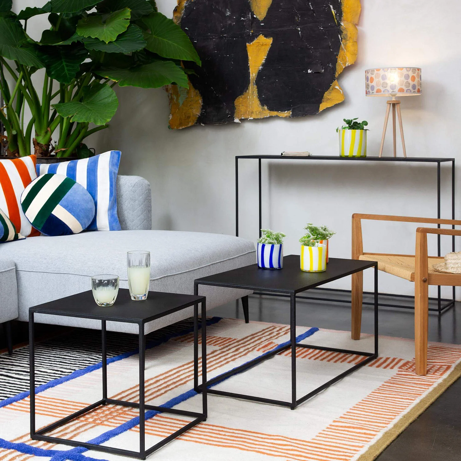 Table d’appoint en métal 40 x 40 cm – Noir - 1