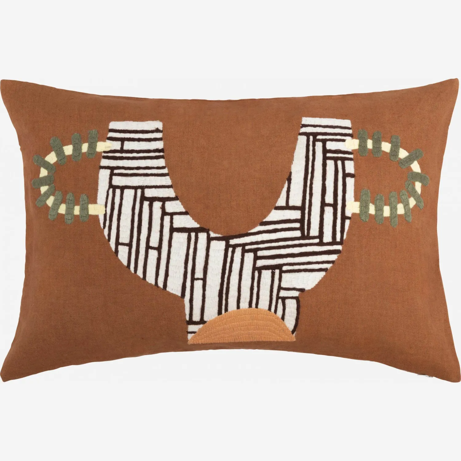 Coussin en  lin brodé – 60 x 40 cm – Motif by Floriane Jacques