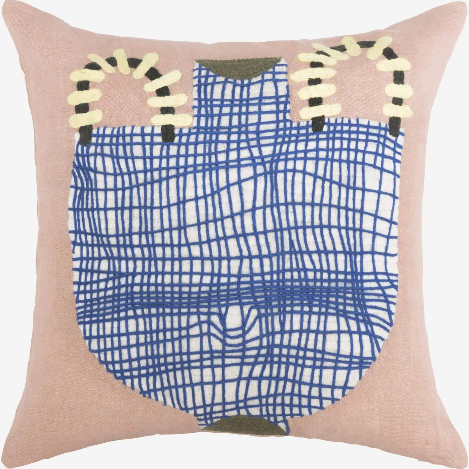 Coussin en lin brodé – 45 x 45 cm – Motif by Floriane Jacques