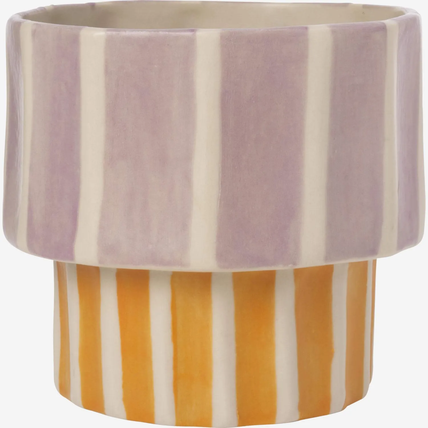 Vase en grès - 8 x 10 cm - Orange et rose