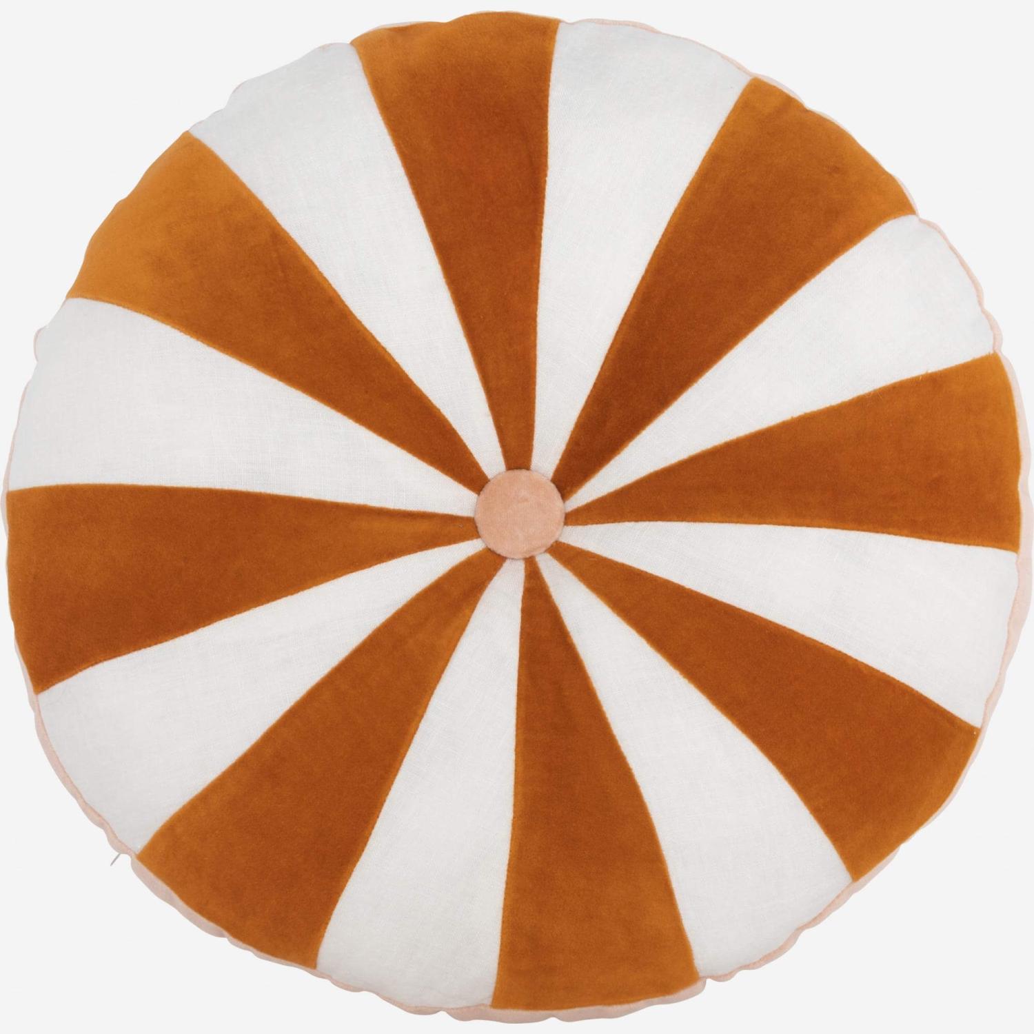 Coussin rond en velours - 30 cm - Orange - Design by Floriane Jacques