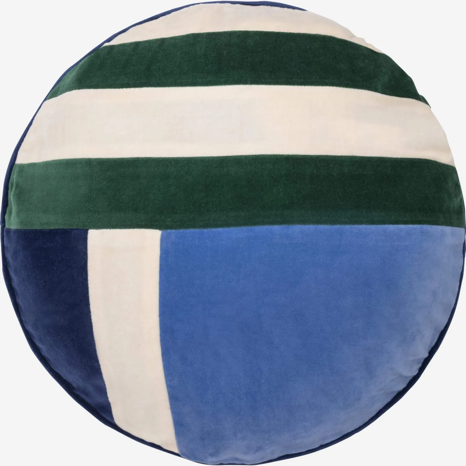 Rundes Kissen aus Samt - 40 cm - Blau