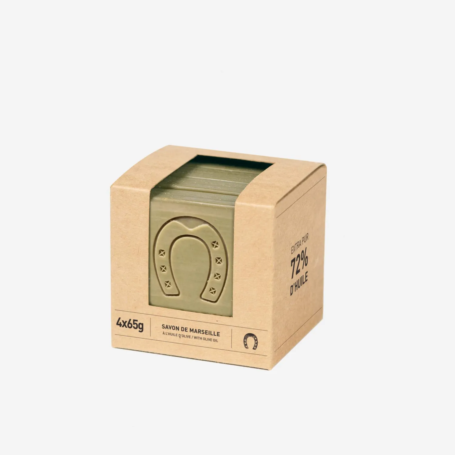 Lot de 4 savons de Marseille cube tranché Pur Olive - 65 g - 1