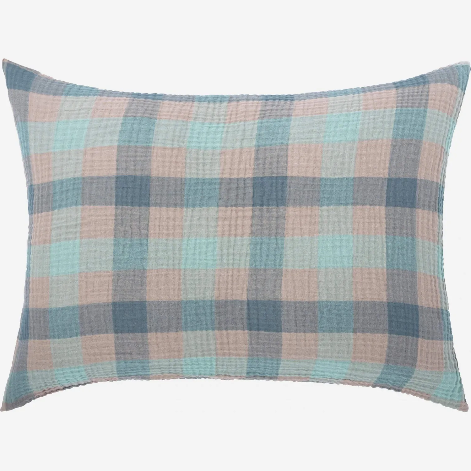 Coussin en gaze de coton - 40 x 60 cm - Bleu et gris