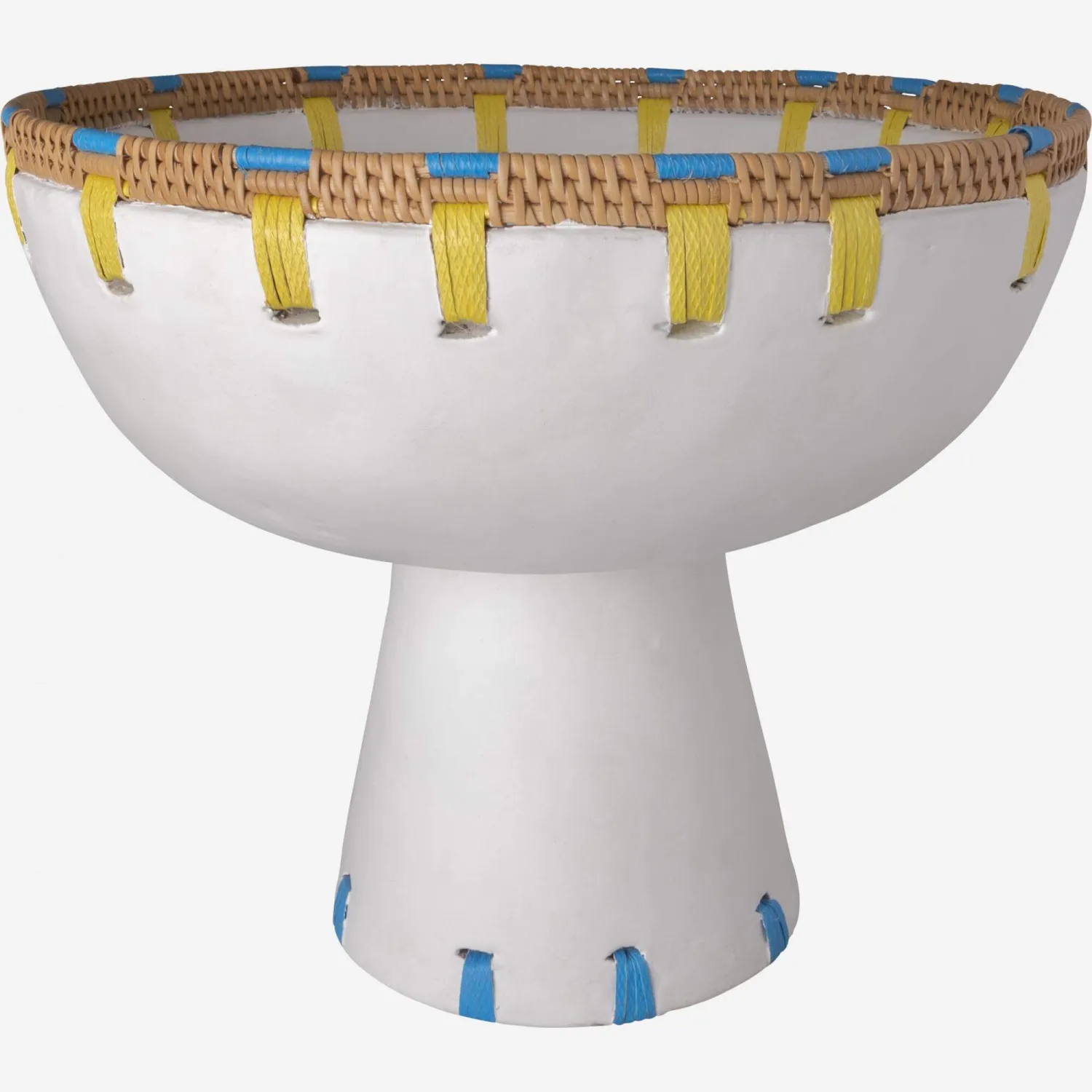 Coupe sur pied en terre cuite - 30 x 25 cm - Blanc