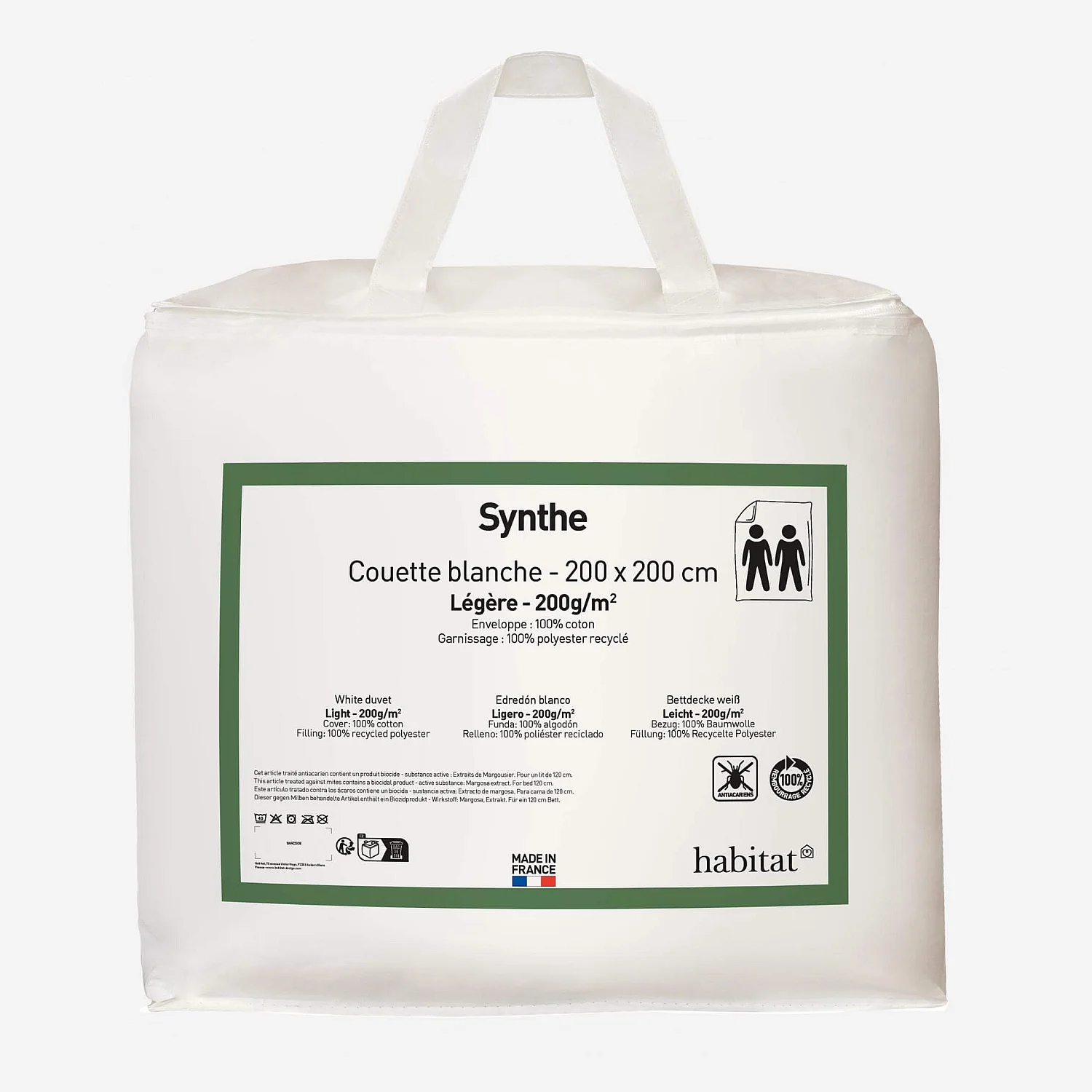 Leichte Bettdecke - 200 x 200 cm - 200 g/m² - 2