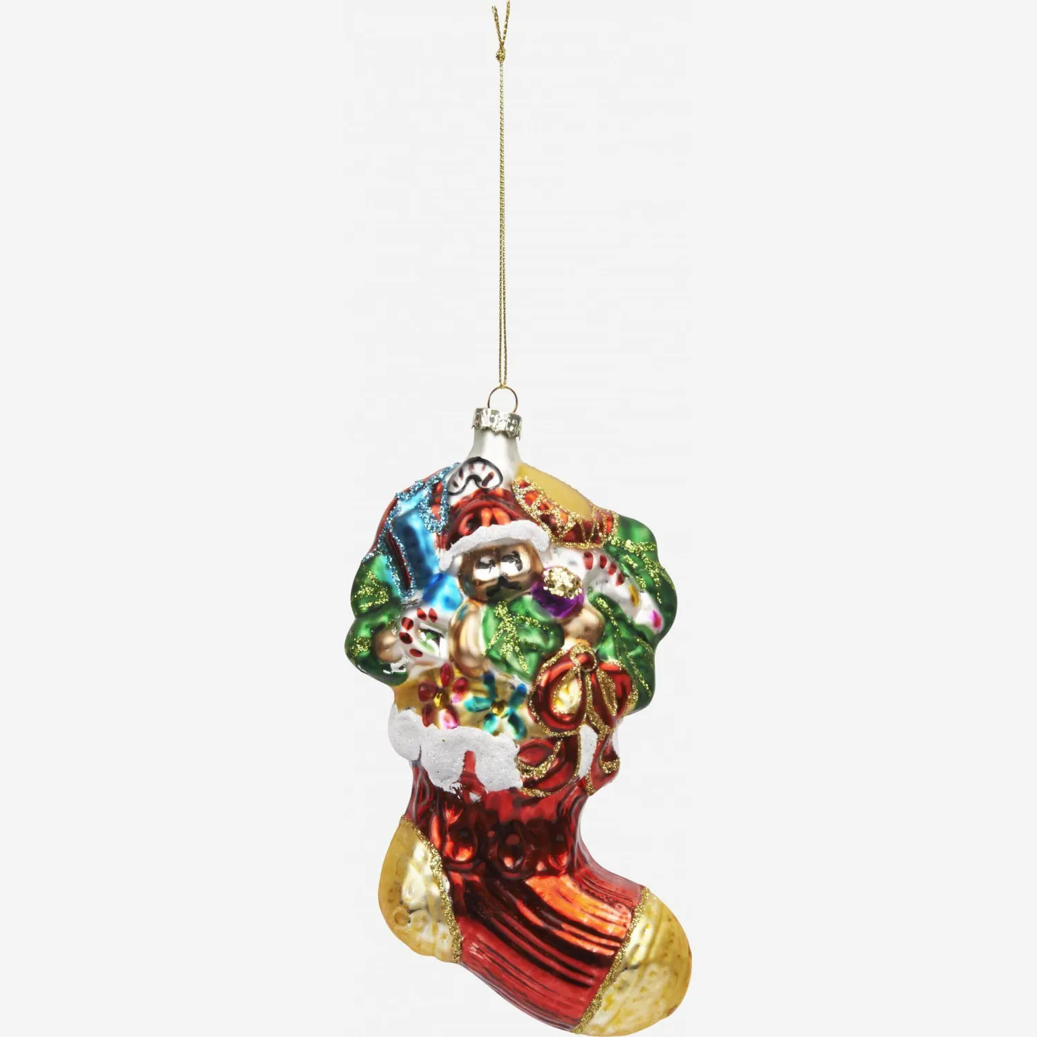 Weihnachtsdekoration - Ornament "Weihnachtsstrumpf" aus Glas - Mehrfarbig
