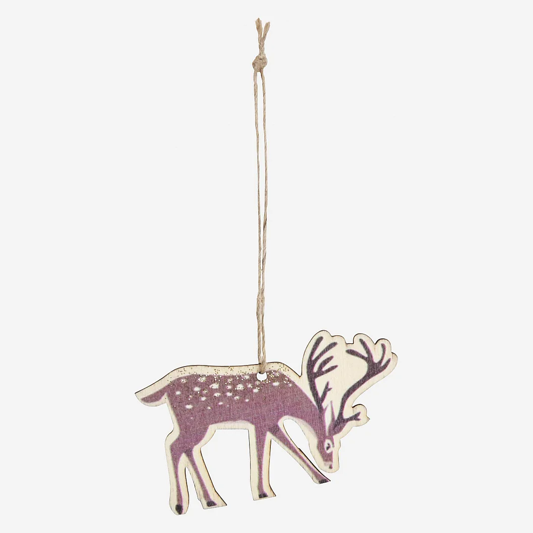 Décoration de Noël - Lot de 2 rennes en bois à accrocher - 1