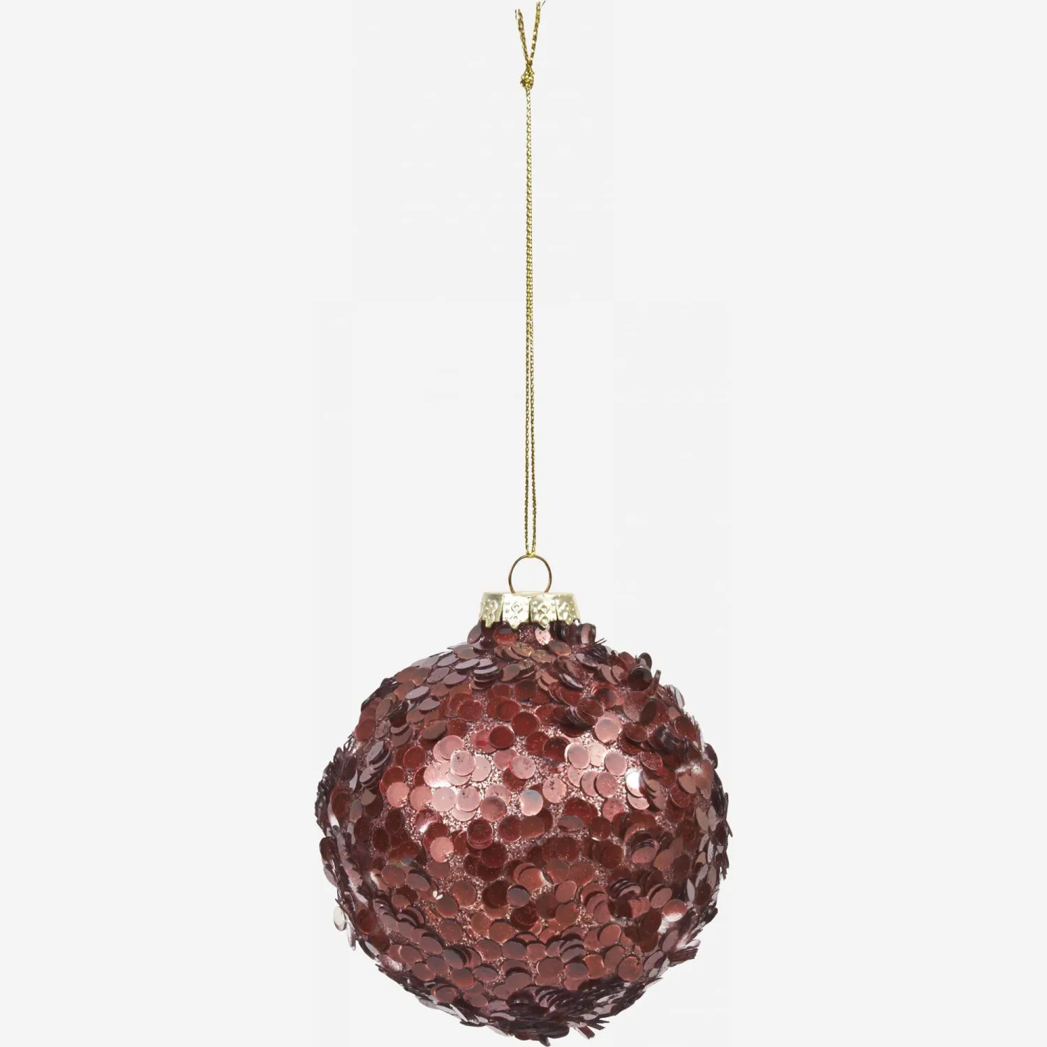 Weihnachtsdekoration - Glaskugel mit Pailletten - Rot