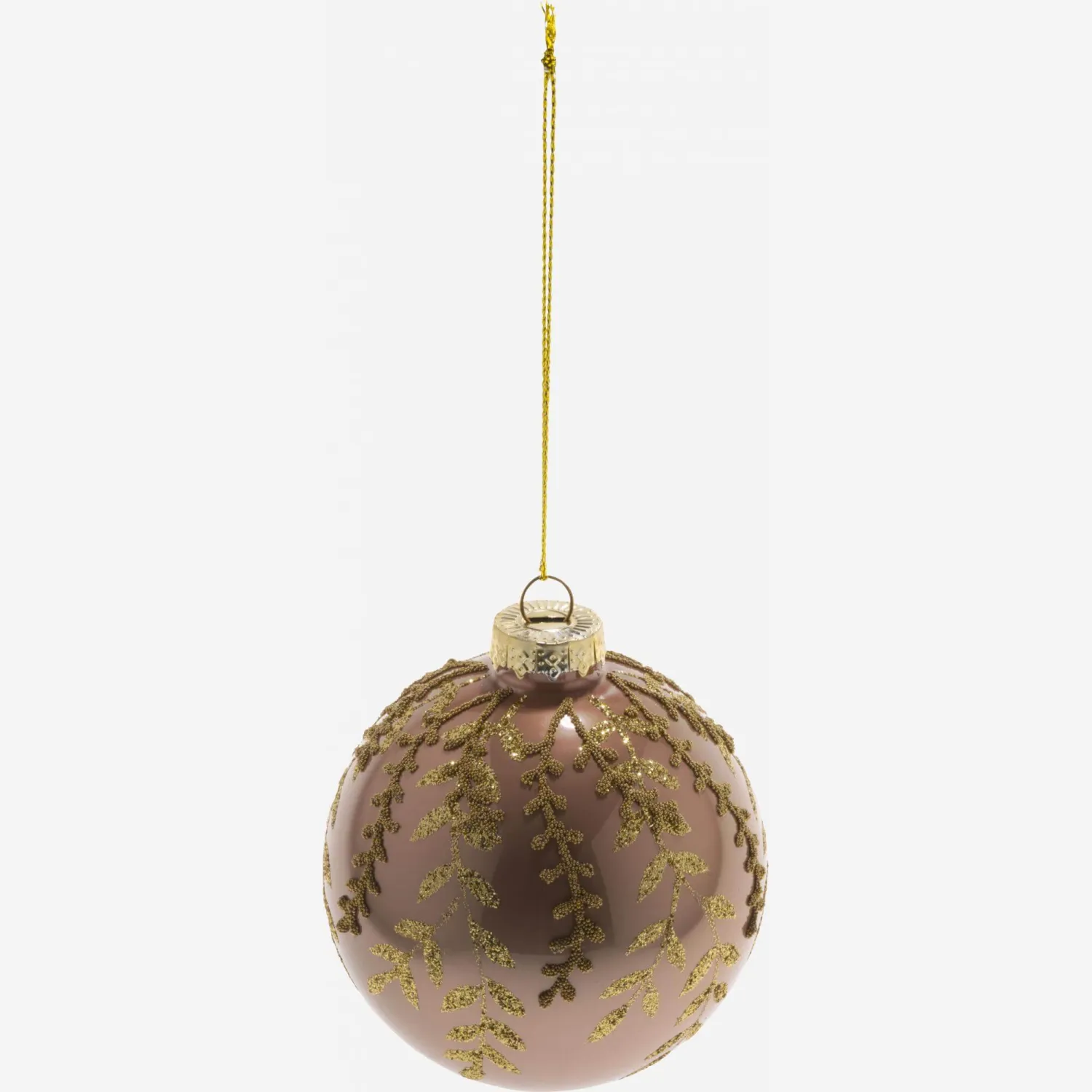 Décoration de Noël - Boule en verre avec motifs branches - Marron