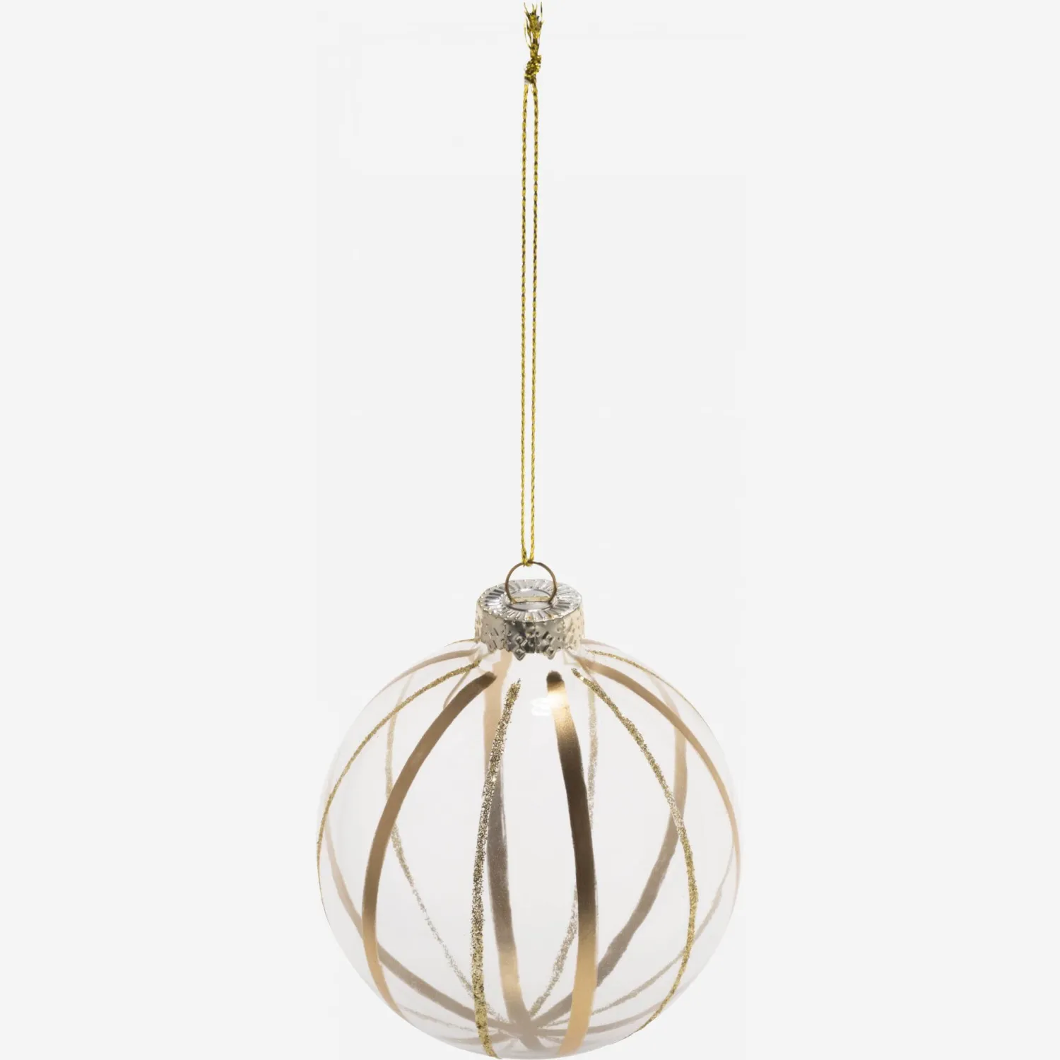 Décoration de Noël - Boule en verre à rayures - Doré 