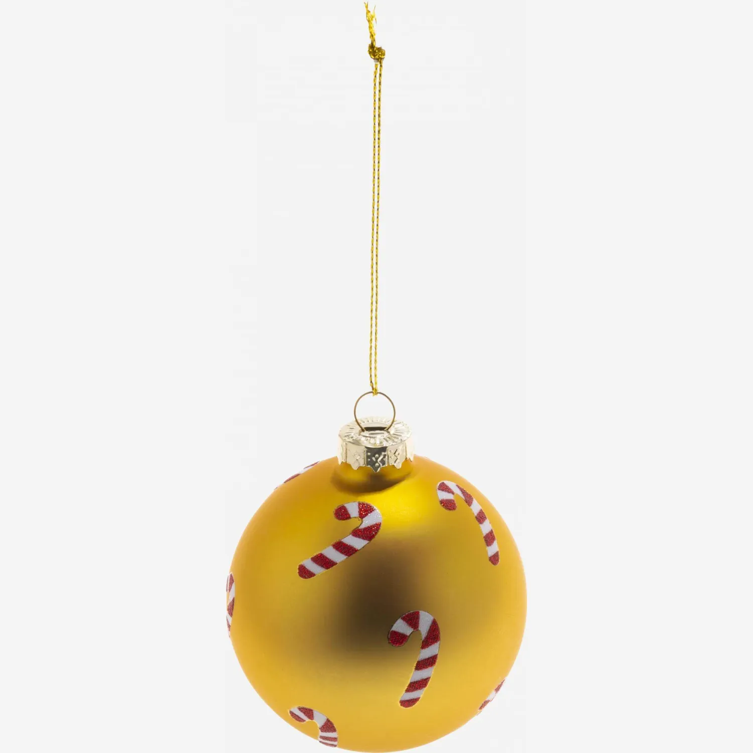 Décoration de Noël - Boule en verre à motif sucre d'orge - Doré 
