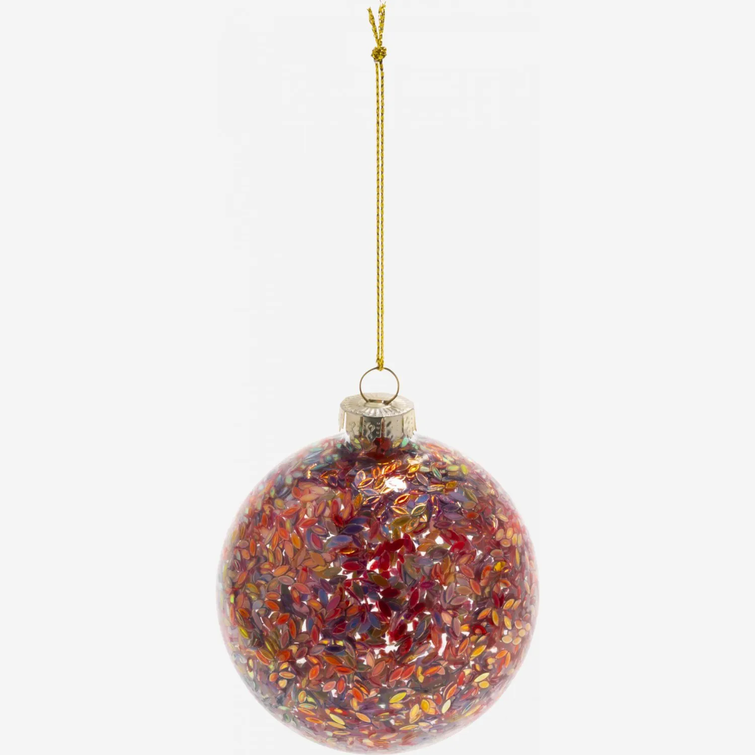 Décoration de Noël - Boule en verre à pailettes - Multicolore 