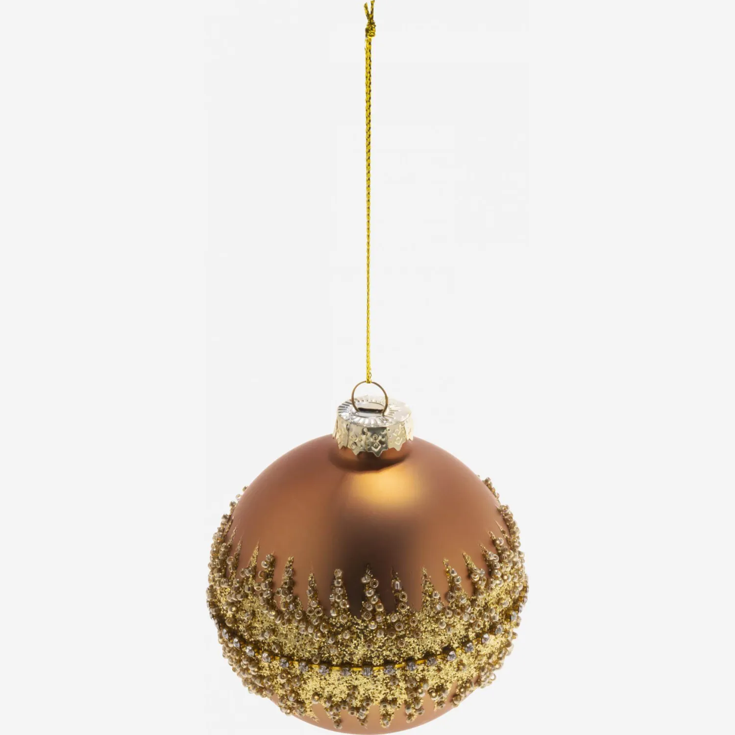 Décoration de Noël - Boule en verre avec perles - Doré 