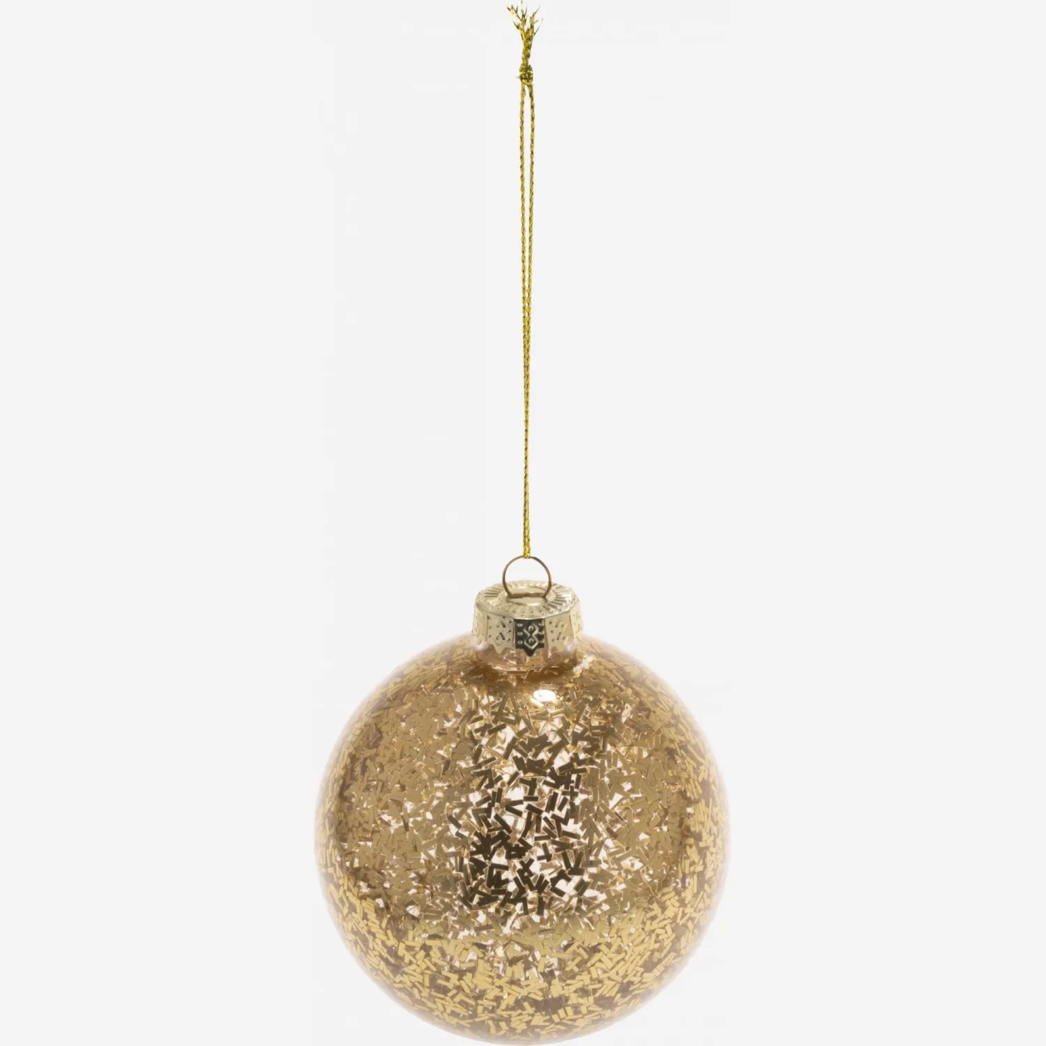 Décoration de Noël - Boule en verre à pailettes - Doré 