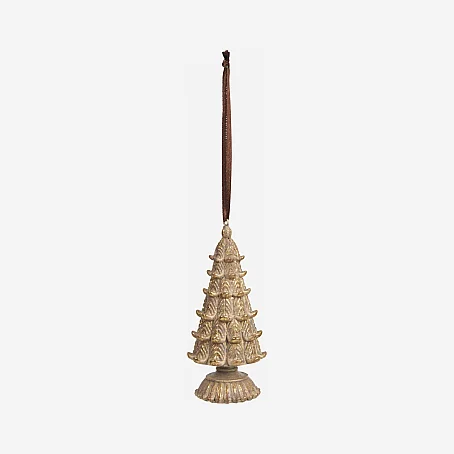 Décoration de Noël - Sapin en résine à accrocher - 4 cm - Doré  - 1