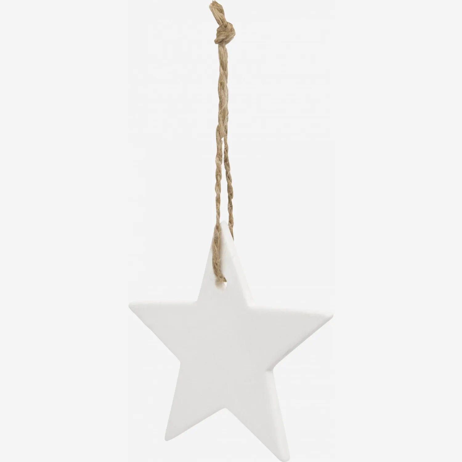 Décoration de Noël - Etoile en porcelaine à accrocher - Blanc 