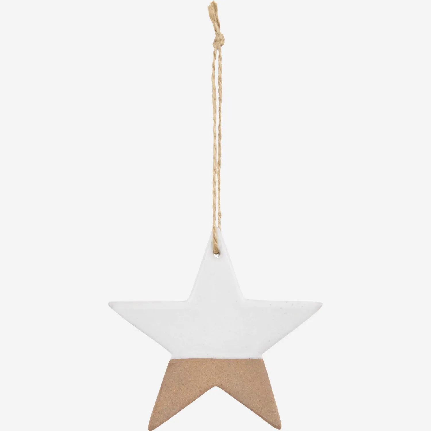 Décoration de Noël - Etoile en porcelaine à accrocher - Blanc et doré