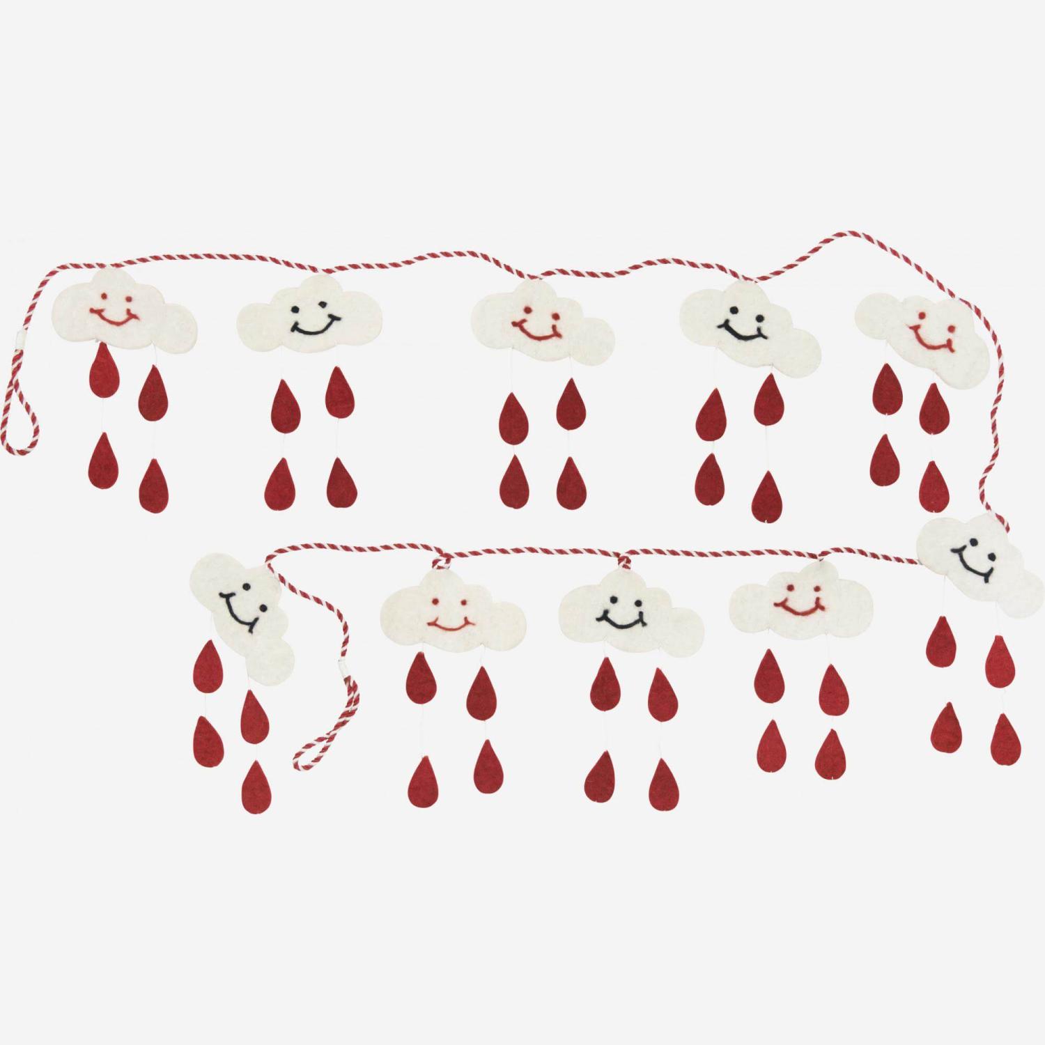 Décoration de Noël - Guirlande de nuages en feutre  - 1 m