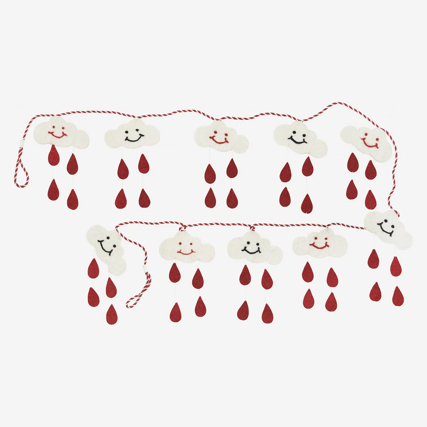 Décoration de Noël - Guirlande de nuages en feutre  - 1 m - 2