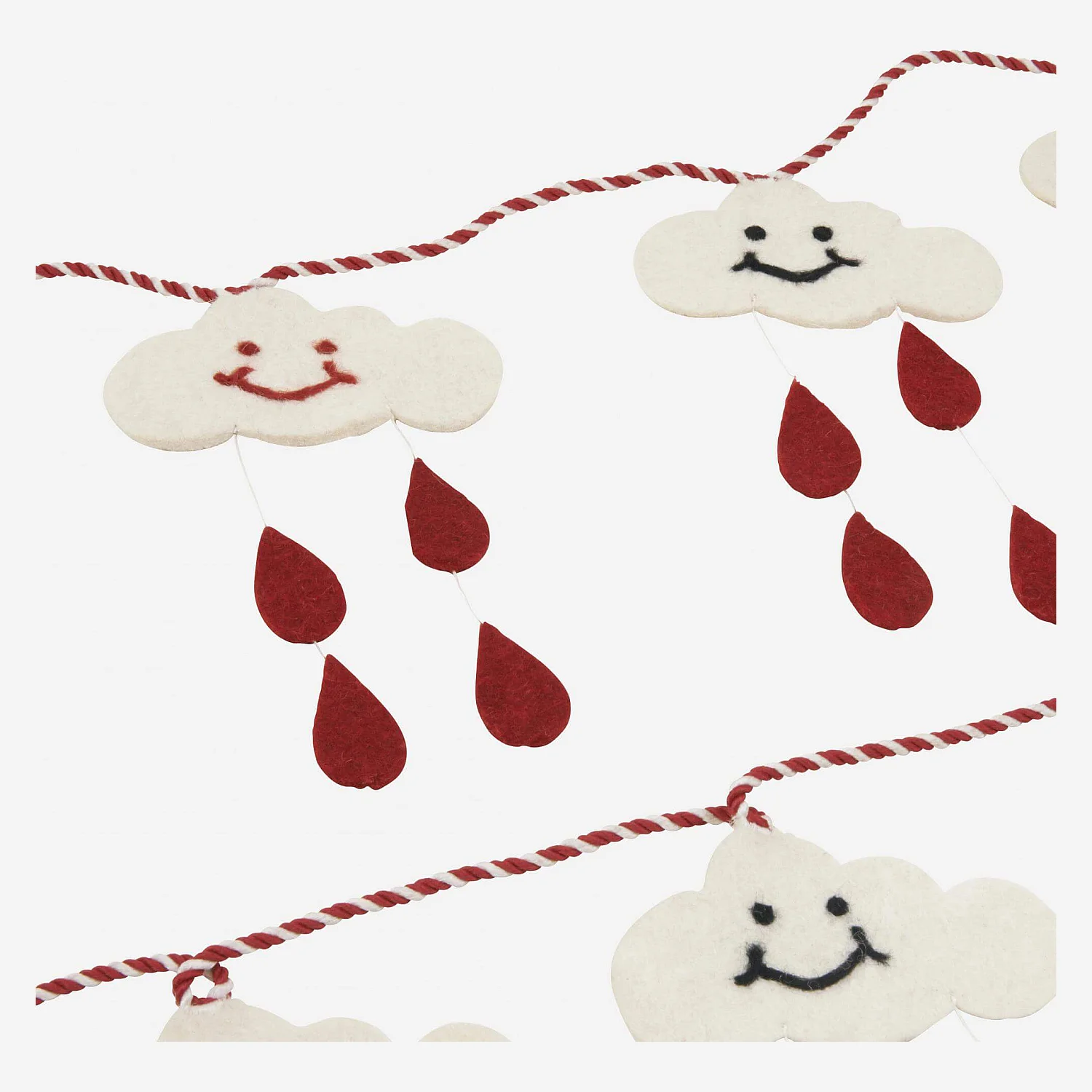 Décoration de Noël - Guirlande de nuages en feutre  - 1 m - 4