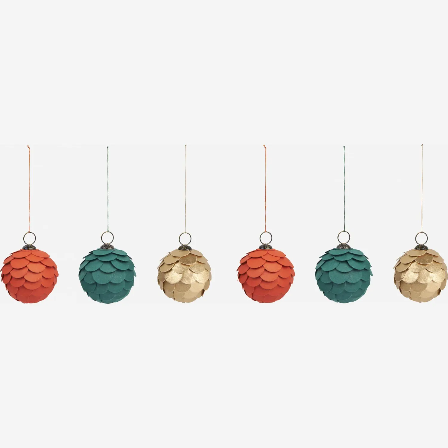 Décoration de Noël - Boule en papier et sequin - 6 pièces