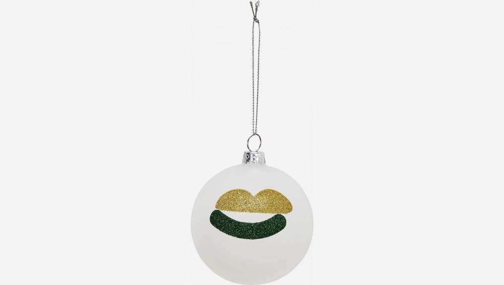 Weihnachtsbaumkugel aus Glas - Gelbes Mund-Motiv
