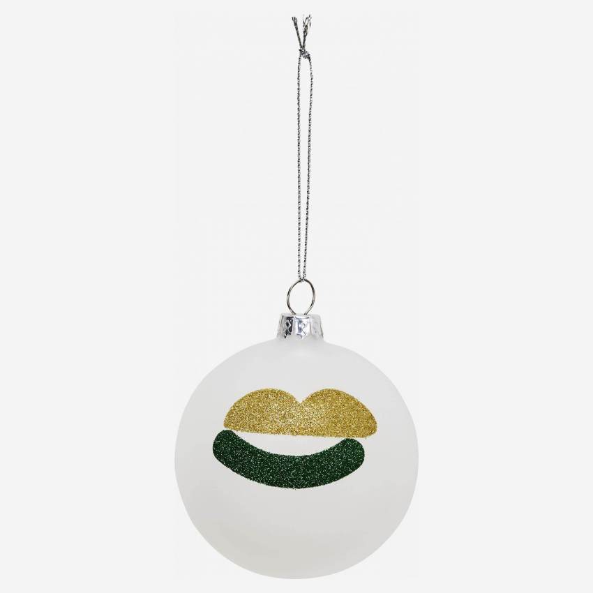 Weihnachtsbaumkugel aus Glas - Gelbes Mund-Motiv