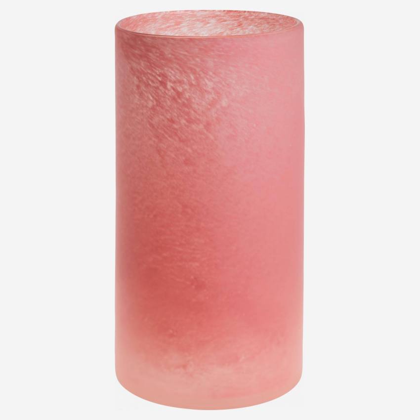 Vase en verre soufflé bouche - H28 cm - Rose