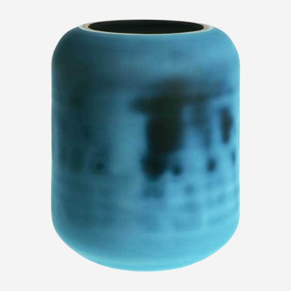 Portavelas de Vidrio – Azul – 17,5 cm
