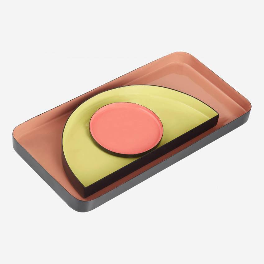 3er-Set Tabletts aus Metall – Zartrosa/Grün/Rosafarben