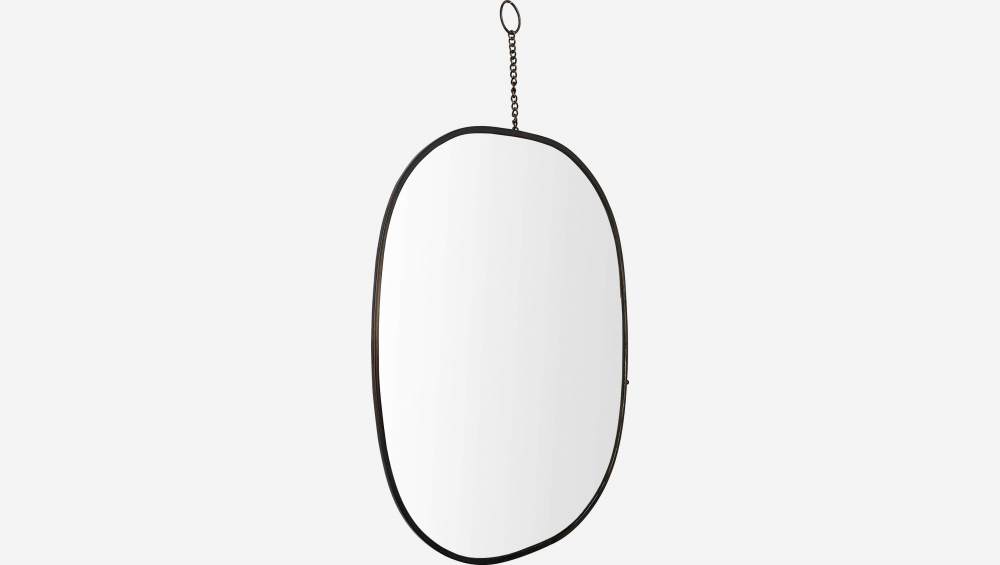 Espejo Ovalado de Metal – Negro – 28 x 28 cm
