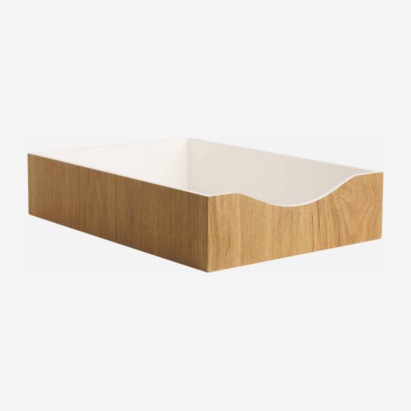 Rangement de bureau en bois avec intérieur laqué blanc