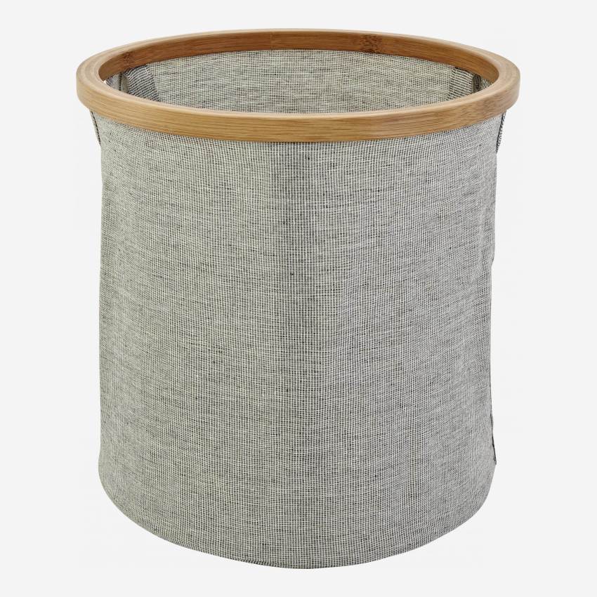 Bamboo and fabric round laundry basket - Grey - 30 cm