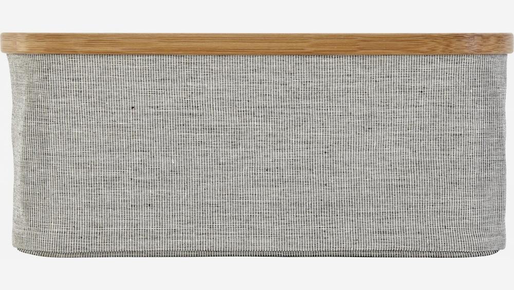 Cesto de almacenaje 38x26x16cm de tela gris y bambú